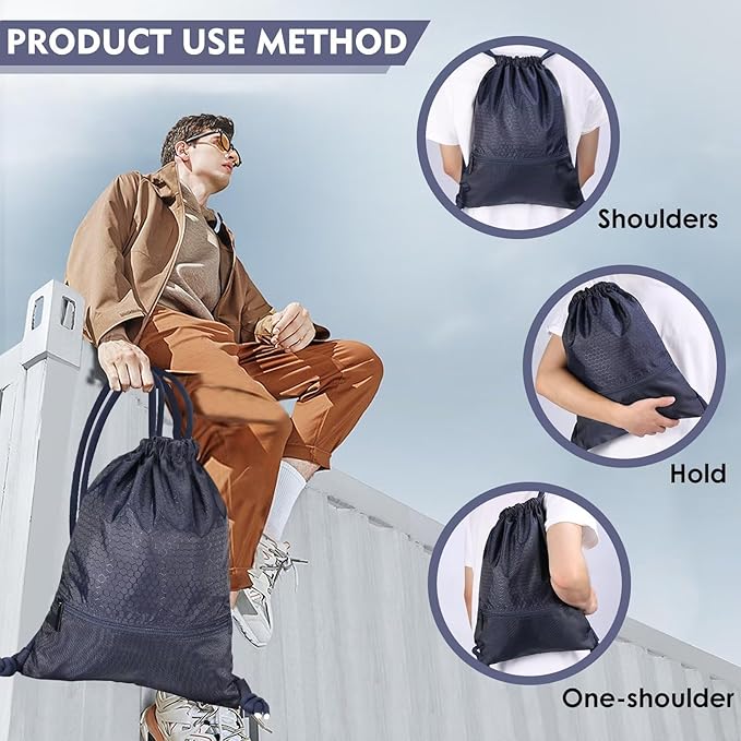 GAENMESH Drawstring Backpack Bag for Sports Lightweight Foldable Gym Bag with Sturdy Draw Cord Shoulder Strap Hiking Travel Camping