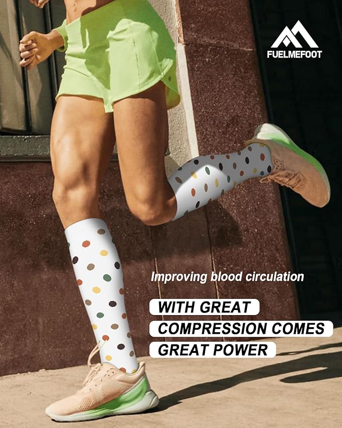 FuelMeFoot 6 Pairs Compression Socks for Women & Men 15-20mmHg Graduated Support Knee High Socks for Nurses, Travel, Athletic