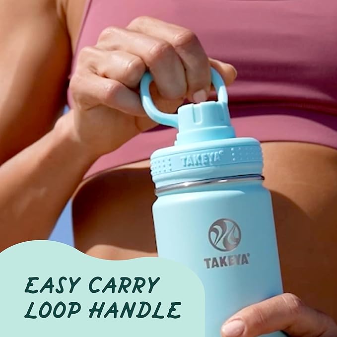 Takeya Actives Water Bottle with Spout Lid - Bottle with Double Stainless Steel Insulation - Dishwasher Safe & BPA-Free - Bottle with Spout Lid & Removable Bumper - 24 oz, Onyx