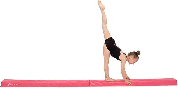 ProsourceFit Gymnastics Balance Beam for Kids, 9ft Long Firm Folding Floor Beam with Non-Slip 4-inch Wide Surface for Safe Gymnastics Practice at Home or Gym