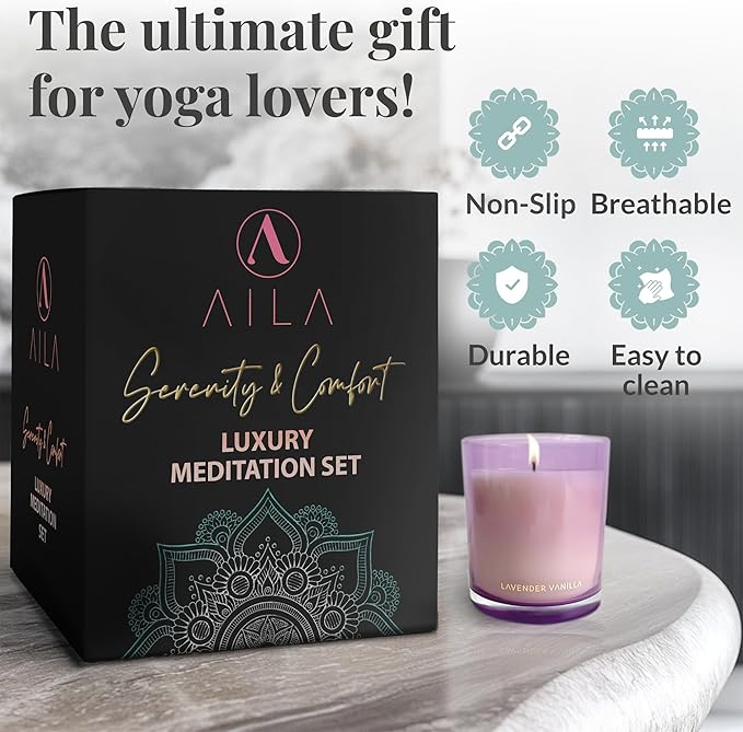 Aila Premium Meditation Cushion – Ergonomic Zafu Pillow with Buckwheat Filling – Includes Extra Washable Cover – Floor Cushion for Comfort & Posture Support – Ideal for Yoga, Mindfulness & Relaxation