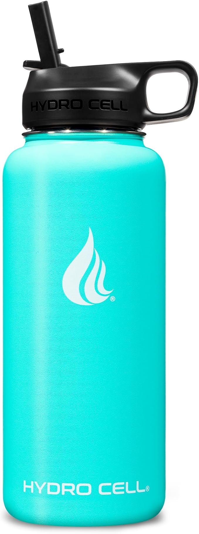 HYDRO CELL Stainless Steel Insulated Water Bottle with Straw - For Cold & Hot Drinks - Metal Vacuum Flask with Screw Cap and Modern Leakproof Sport Thermos for Adults (Teal 32oz)