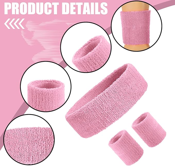 Hillban 80s Workout Outfit 80s Accessories for Women Men Neon Sweatbands Headbands for Tennis Volleyball Sport