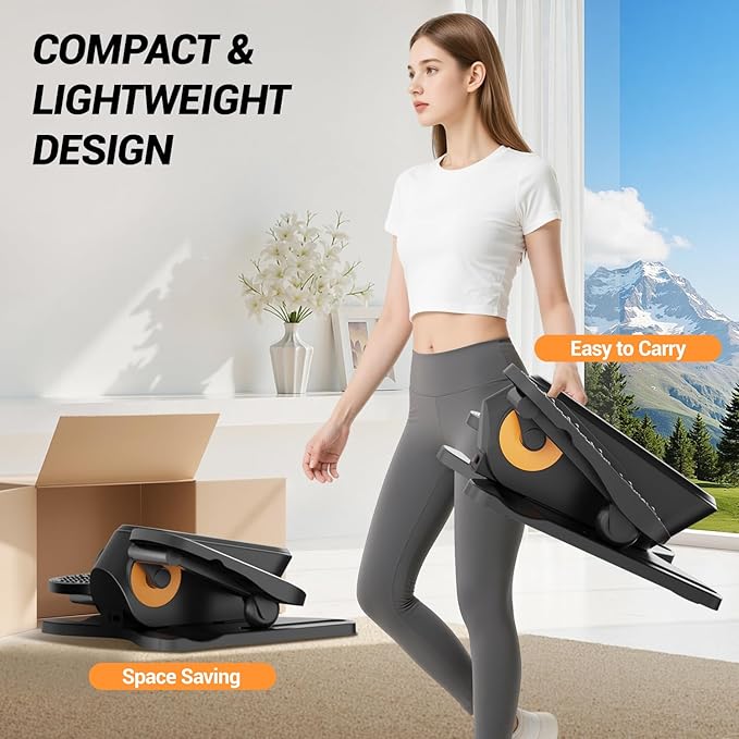 Under Desk Elliptical Machine, Electric Ellipse Leg Exerciser as Seen on Tv for Seniors, Quiet Portable Seated Pedal Exerciser with Remote Control, 12 Adjustable Speeds, Auto & HR Mode for Home Office