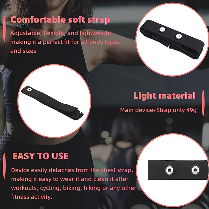 Comfortable Heart Rate Chest Replacement Strap for Polar H10 H9 Garmin Wahoo Coospo PowrLab Fitcent Magene MOOFIT IGPSPORT