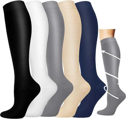 Graduated Compression Socks for Women&Men 20-30mmhg Knee High Socks Travel Hiking Running Stocking
