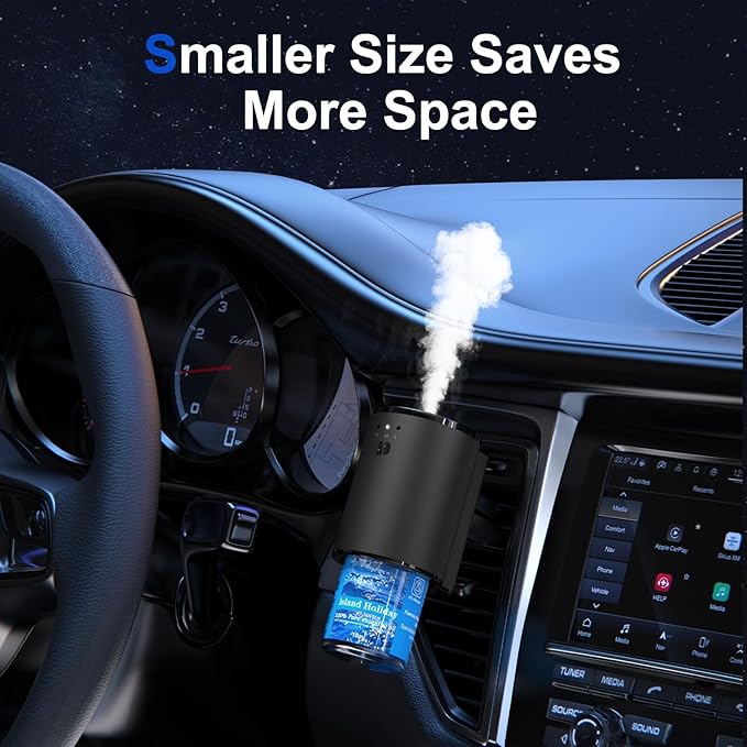 Car Air Freshener, Smart Car Air Freshener, Diffuser Suitable for Vent Clips, Auto On/Off, Three Adjustable Modes, 5 Scents, 10 Refill Bottles (2Pack)