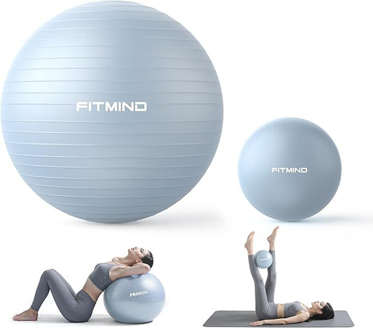 FITMIND_ Extra Thick Exercise Ball Yoga Ball 22in/26in/30in for Workout Pregnancy Stability,Anti-Burst and Slip Resistant Swiss Ball with Pump for Yoga, Pilates, Fitness,Birthing,Physical Therapy