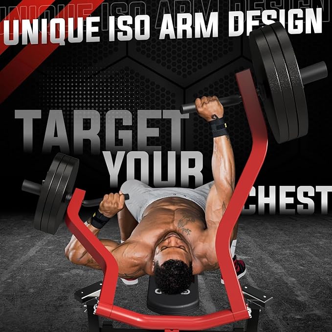 GMWD Chest Press Machine, 1050LBS Bench Press Machine with Independent Converging Arms, Adjustable Flat Incline Bench for Chest, AB Workouts, Shoulder Home Gym Equipment, V1