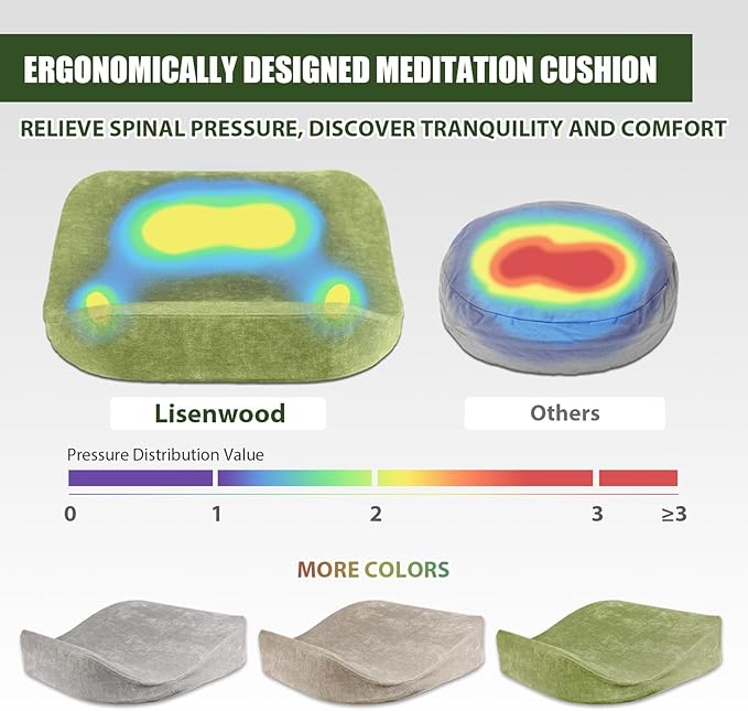 Meditation Cushion - Floor Pillow, Enlarge High Density Extremely Firm, Large Big Foam Floor Cushion Seating for Adults - Premium Yoga Pillows for Adults Gifts for Women, Men Green