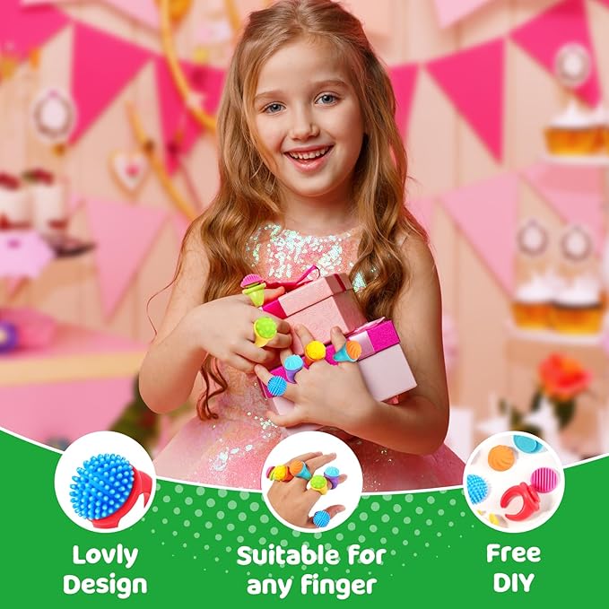 Fidget Toys Kids Sensory Rings: Textured Spinner Rings for Anxiety Relief - Sensory Toys for Autism ADHD Special Needs Classroom School - Gifts Prizes Bulk for Kids Stocking Stuffers Goodie Bags