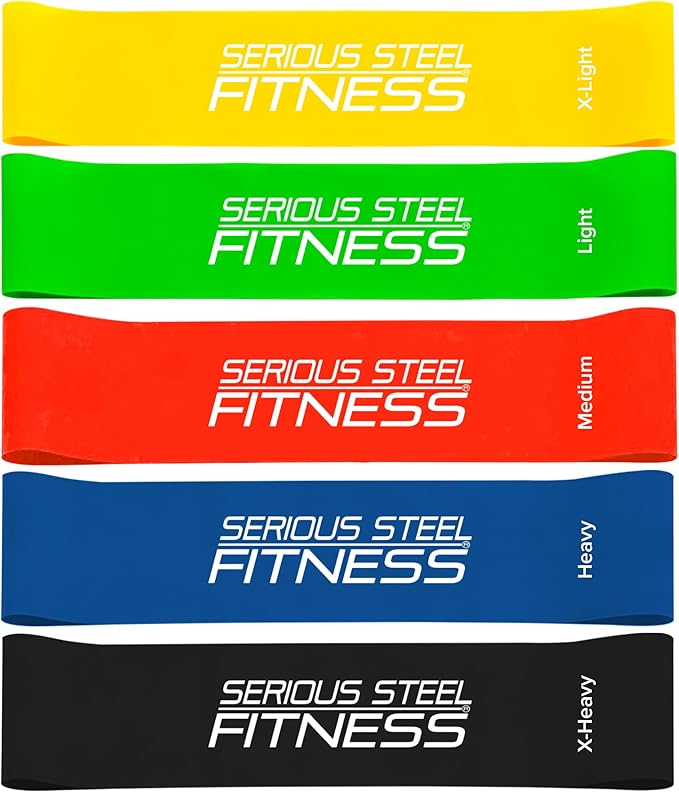 Serious Steel Fitness Mini Resistance Loop Bands | Rehab and Prehab Stretch Bands | 12" Exercise Workout Bands (Sets of 5 Pack and Sets of 10 Pack Trainer Options Available!)