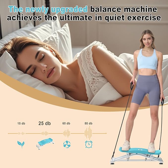 Ski Balancing Machine & Balance Board Trainer - Heavy-Duty 300LB Capacity Wobble Board with Resistance Bands & LCD Display for Cardio, Core and Full-Body Workouts