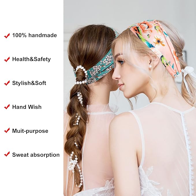 Yunsailing 36 Pcs Boho Headbands for Women - Non Slip Wide Headband for Yoga, Workout, Running - Hair Bands, Sweat Wraps, Accessories for Women & Girls