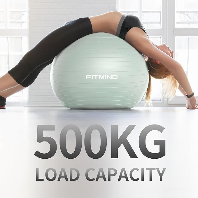 FITMIND_ Extra Thick Exercise Ball Yoga Ball 22in/26in/30in for Workout Pregnancy Stability,Anti-Burst and Slip Resistant Swiss Ball with Pump for Yoga, Pilates, Fitness,Birthing,Physical Therapy