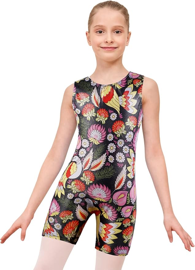 EQSJIU Leotards for Girls Gymnastics Sleeveless Sparkly Toddler Tumbling Outfits Dance Clothes Biketards for Kids 1-10 Years