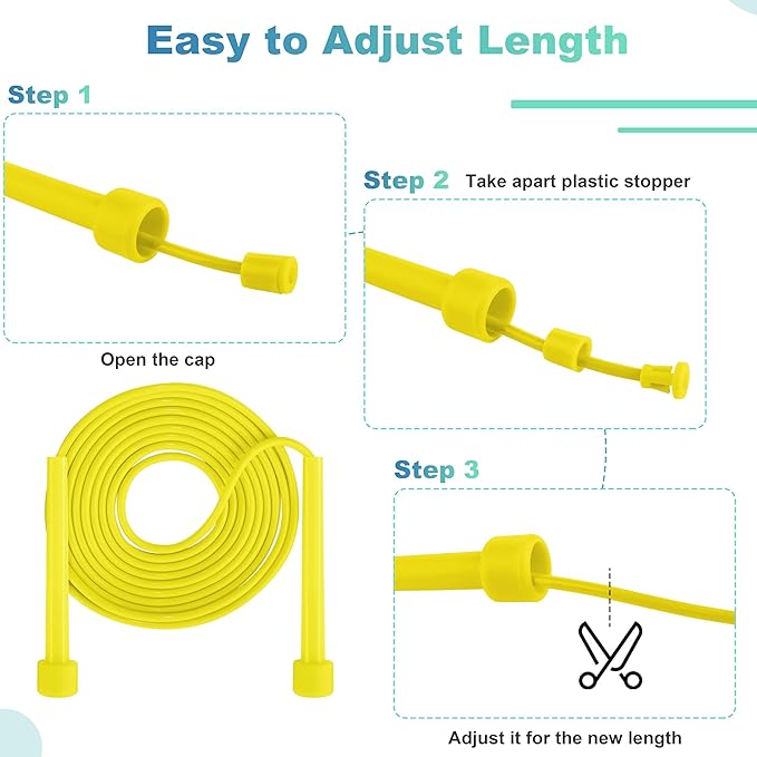 Aodaer PVC Skipping Rope Adjustable Jump Rope for Kids Multicolor Jump Rope Bulk with Plastic Handles Lightweight for Outdoor Fitness Exercise and Weight Loss, Training and Racing