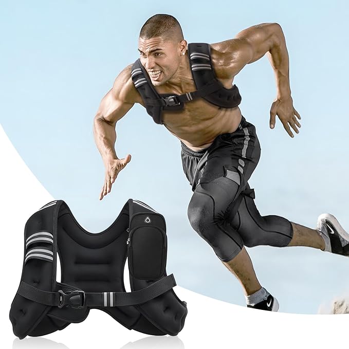 Weighted Vest for Men and Women 6lbs/8lbs/12lbs/16lbs/20lbs Adjustable Weights Rucking Vest for Walking, Strength, Training, Running