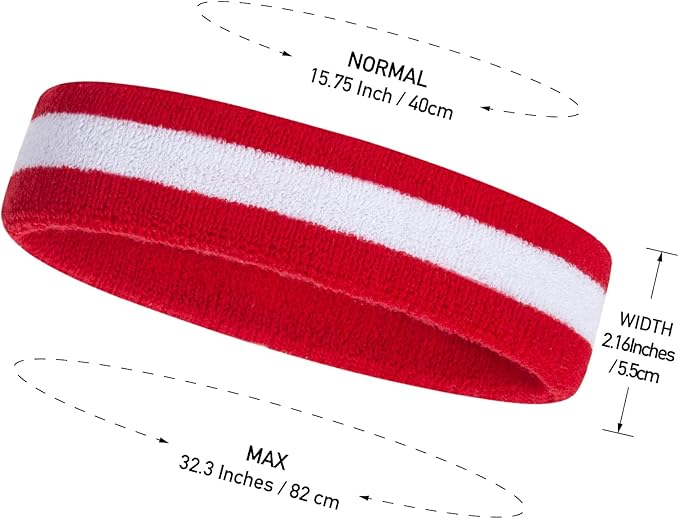 ONUPGO Sweatband Headbands for Men & Women -12PCS Sports Headbands Moisture Wicking Athletic Cotton Terry Cloth Headband for Tennis,Basketball,Football,Gym,Working Out