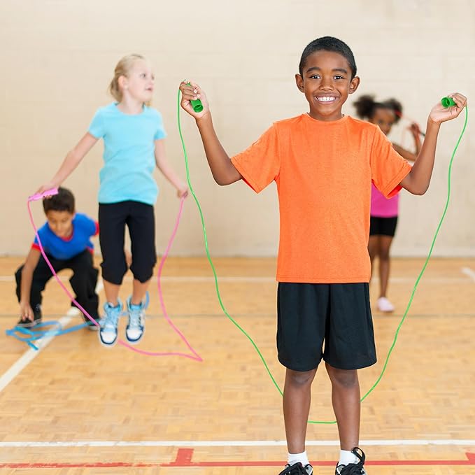 Jump Ropes for Kids, Colorful Jump Ropes for Kids Bulk, Adjustable Skipping Ropesfor Boys Girls, Tangle-Free Plastic Jumping Ropes for Party Favor Exercise Outdoor Activity