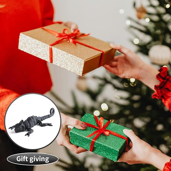 3D Printed Chameleon Articulated Fidget Toy - 12Inch PLA Flexible 3D Lizard Toy with Movable Joints, Stress Relief Desk Decor & Unique Gift for Reptile Lovers, Kids & Adults