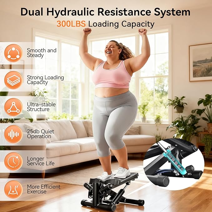 Steppers for Exercise at Home, Mini Stepper with Resistance Bands, Portable Stair Stepper for Home