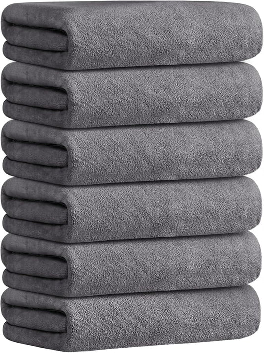 JML Bath Towels Set 6 Pack (30" x 60") - Extra Large Microfiber Bathroom Towel, Absorbent, Quick Drying for Adult, Swim, Gym, Spa, Fitness, Sports, Yoga