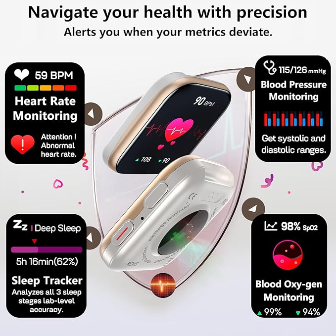 MorePro Health Fitness Tracker with 24/7 Heart Rate/Blood Pressure Monitor, Blood Oxy-gen/Sleep Tracking, 120+ Sports Activity Tracker, Smart Watch (Make/Answer Call) with Step Counter for Women Men