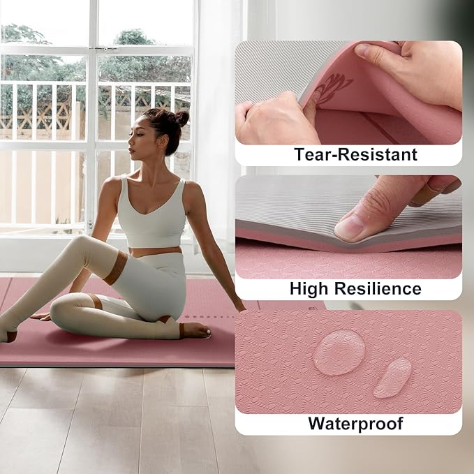 UMINEUX Yoga Mat Extra Thick 1/3'' & 2/5" Non Slip Yoga Mats for Women Eco Friendly TPE Fitness Exercise Mat with Carrying Sling & Storage Bag