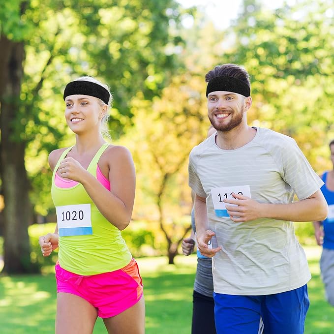 Bememo 12 Pcs Sweatbands Sport Headbands for Men & Women Basketball Headband Sport Competitions Sweat Headbands Running Terry Cloth Moisture Wicking for Yoga,Tennis,Gym,Exercise