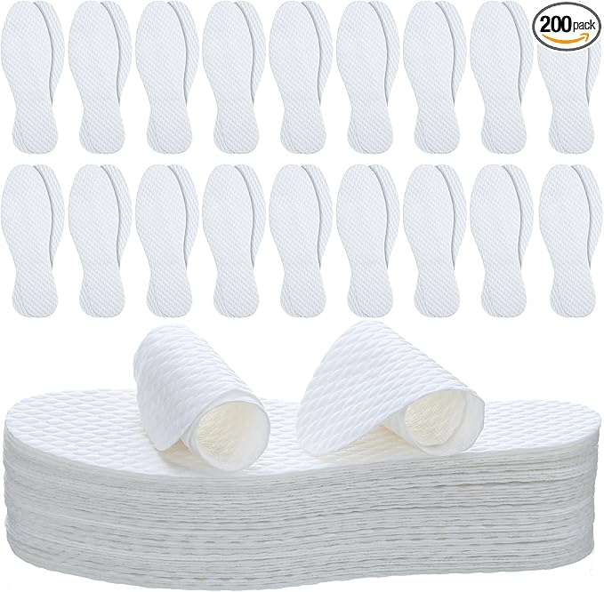 Janmercy 100 Pairs Disposable Shoe Liners Breathable Thin Insoles Replaceable Sweat Absorbing Shoe Inserts Barefoot Odor Eaters Insoles for Women Men Hiking Boot Sneaker Running