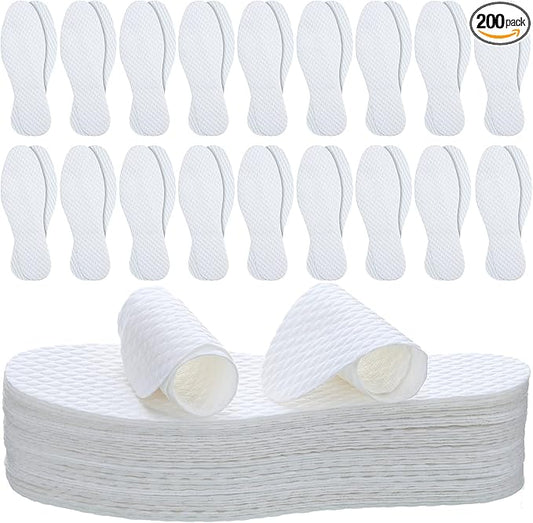 Janmercy 100 Pairs Disposable Shoe Liners Breathable Thin Insoles Replaceable Sweat Absorbing Shoe Inserts Barefoot Odor Eaters Insoles for Women Men Hiking Boot Sneaker Running