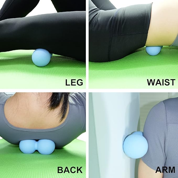 Hard Peanut Massage Ball, Double Lacrosse Massage Ball. Deep Tissue Massage Roller Mobility Ball for Physical Therapy Myofascial Release Muscle Relaxer Acupoint Massage (Blue)