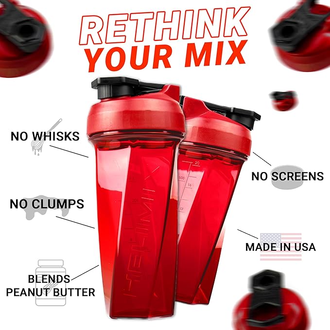 HELIMIX 2.0 Vortex Blender Shaker Bottle Holds upto 28oz | No Blending Ball or Whisk | USA Made | Portable Pre Workout Whey Protein Drink Shaker Cup | Mixes Cocktails Smoothies Shakes | Top Rack Safe