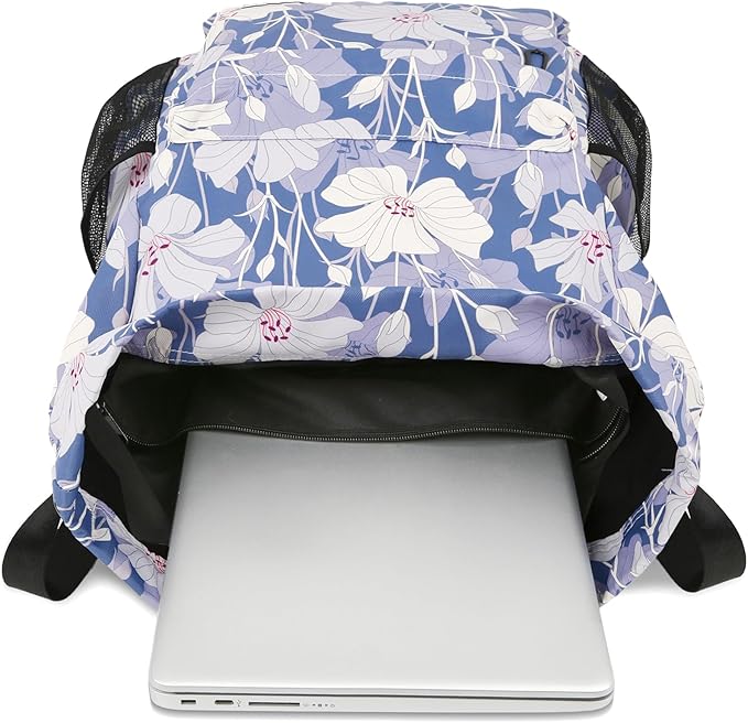 Drawstring Backpack Sports Gym Sackpack with Mesh Pockets String Cinch Beach Bag for Men Women(Blue Flower)