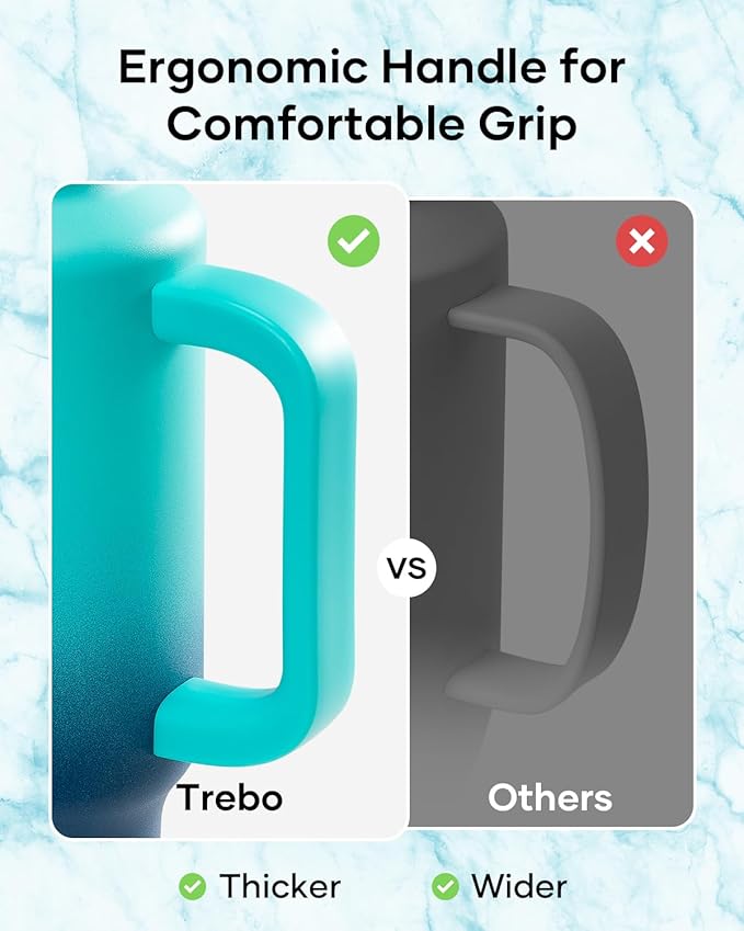 Trebo 40 oz Water Bottle Insulated Fit Car Cup Holder with Handle, Stainless Steel Retro Bottles Tumbler with Straw Lids, Vacuum Double Wall,Keep 24hrs Cold,Leakproof Reusable Travel Flask