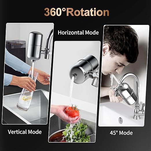 WINGSOL Faucet Filter Reduce Heavy Metals 99.6% Lead, Increase Water pH & Taste NSF/ANSI 42&53, 304 Stainless-Steel 220-Gallon 0.1µm Remineralize Water 5-in-1 Function WS-FM001-5in1