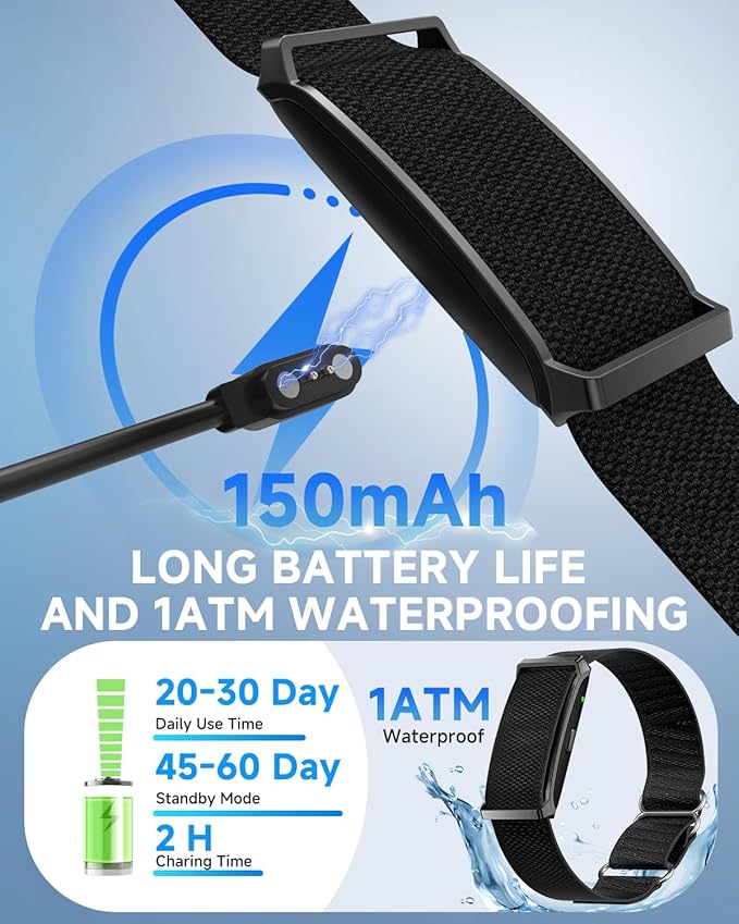 Smart Bracelet, 2025 Wearable Health & Activity & Fitness Tracker Band, 24H Sleep Tracker, All-Day Continuous Heart Rate Blood Pressure Stress HRV Monitor, 170+ Sport Modes Smart Band with Free App