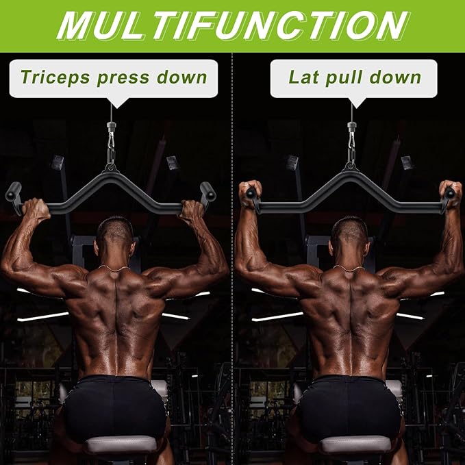 Kipika LAT Pull Down Bars Cable Machine Attachment, Rowing T-bar V-bar Set, Back Strength Training Handle Grips for Cable Machine Rowing Machine, 12" 20" 24" 28" 32" Five Sizes