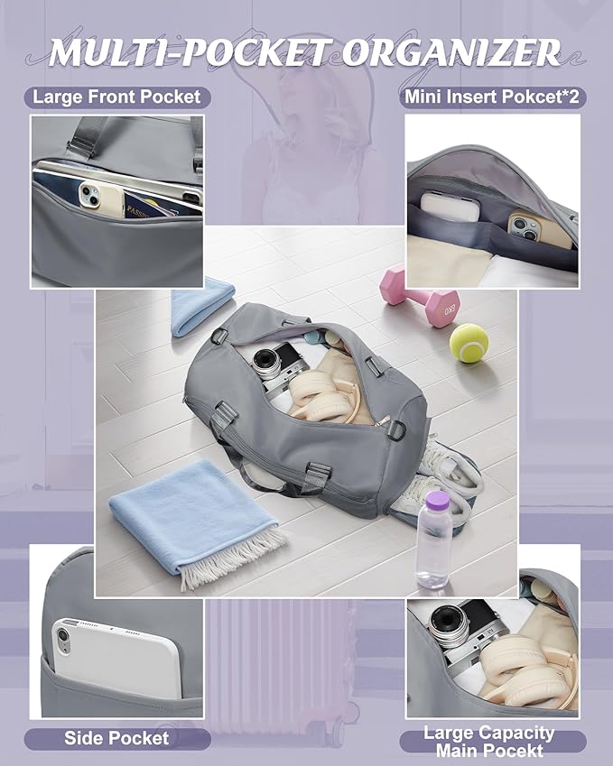 Gym Bag Womens,Travel Duffel Carry on Bag Sport Tote Bag Weekend Overnight Bag