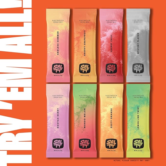 SALTT Electrolytes Powder Packets, Fruit Variety Pack (15 Packets) - Magnesium, Potassium, Sodium, Trace Minerals - Vegan & Gluten Free - Travel Essentials - Made in USA
