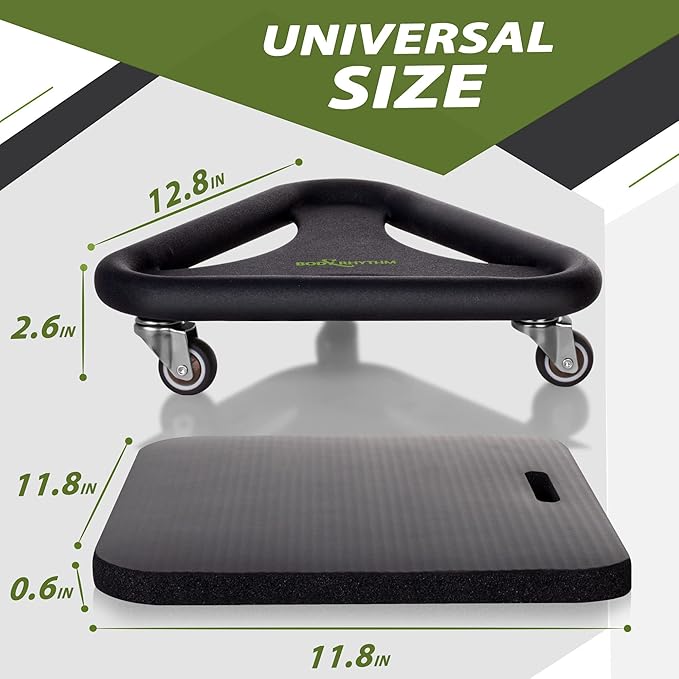 BODY RHYTHM Abdominal & Core Coaster Strength Workout Trainer, Ab Wheel Roller Exercise Machine with Knee Mat for Home Gym Workout Fitness.