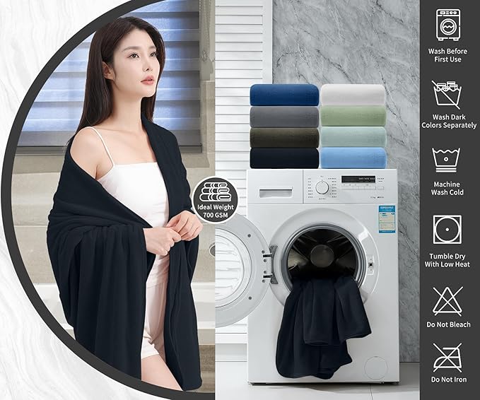 Extra Large Bath Sheet 4 Piece (35"x70")-Ultra Soft Oversized Bath Towel,Bath Sheet Set for Bathroom Hotel,Plush Highly Absorbent Quick Dry Shower Towel Set for Adults,Bath Towel Set Black