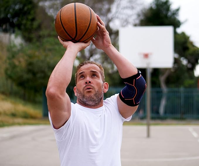 Kunto Fitness Elbow Brace Compression Support Sleeve (Shipped From USA) for Tendonitis, Tennis Elbow, Golf Elbow Treatment - Reduce Joint Pain During Any Activity!