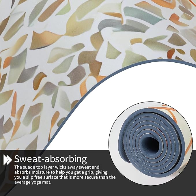 Yoga Mat Non-Slip Extra Thick 72"x32/24" Extra Wide Fitness Exercise Mat TPE Material High Elastic Hot Yoga Mat for Women Yoga Pilates Home Floor Workout (Cow Coffee)