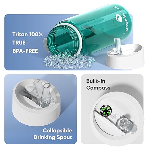 SurviMate 5-Stage 0.01μm Ultra-Filtration Filtered Water Bottle, BPA-Free Material, NSF/ANSI 42&372 Certified, Portable Water Filter Bottle for Survival, Camping, Hiking, and Emergency Use