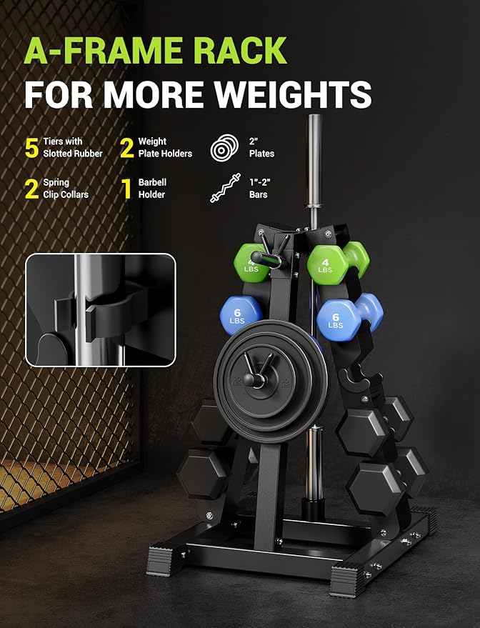 YOLEO Dumbbell Rack - 3 Tier & 5 Tier Compact Weight Rack for Dumbbell, Kettlebell, Barbell, Heavy Duty Weight Storage Organizer, Space-Saving Dumbbell Storage Stand Holder for Home Gym - 1100LBS Capacity (Rack Only)
