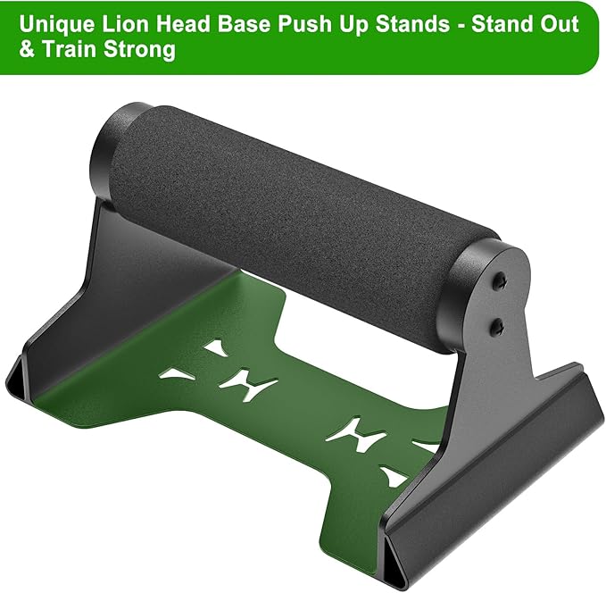 SELEWARE Wood Push Up Bars, Heavy-Duty Steel Pushup Stands, Floor Workouts Push Up Handles, Non-Slip Lion Design Base Parallettes Bars for Calisthenics, Handstand & Strength Training, Supports 600lbs