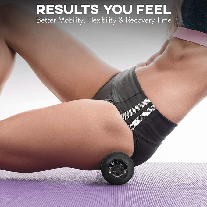 Vibrating Peanut Massage Ball - Deep Tissue Trigger Point Therapy, Myofascial Release - Handheld, Cordless - 4 Intensity Levels - Dual Lacrosse Ball Vibration Massager (Black)