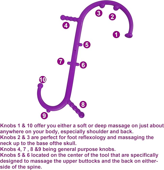 Massage Trigger Point Cane, Muscle Release Tool Self Massage Hook Cane, Handheld Back, Neck, Shoulder, Leg and Feet Massager Rod, Body Deep Tissue Gifts for Men & Women, Purple